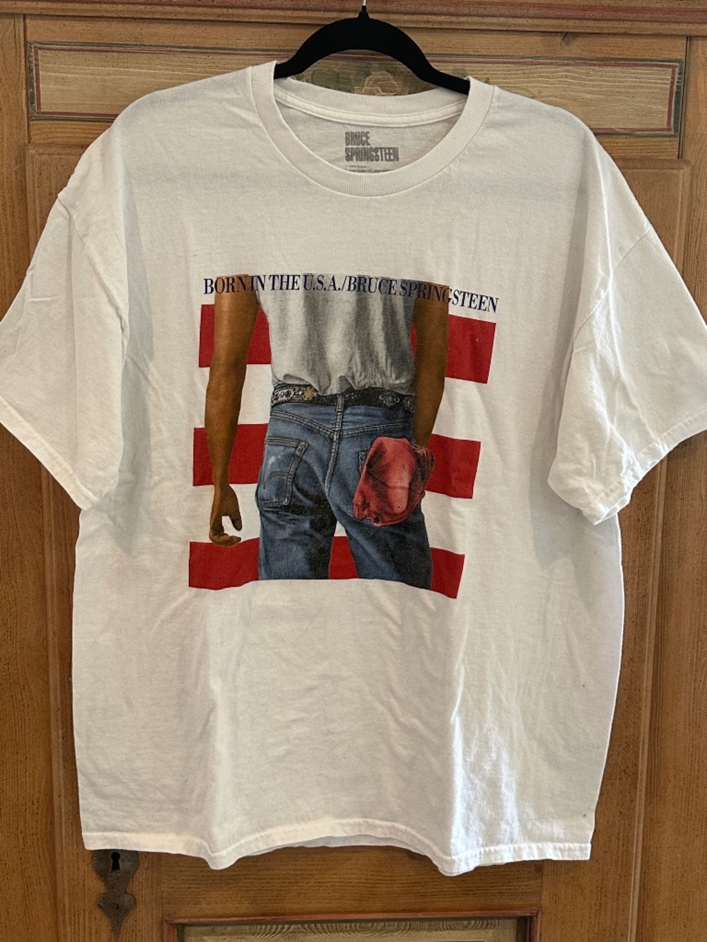 Men's - BORN IN THE USA - Album Cover Short-Sleeve T-Shirt in White - Size XL